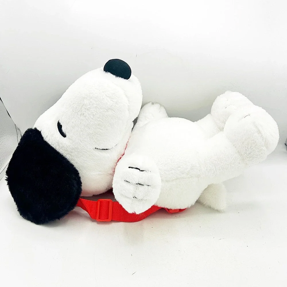 Peanuts Snoopy Plush Backpack Plush Red‎ Straps Zipper Bag